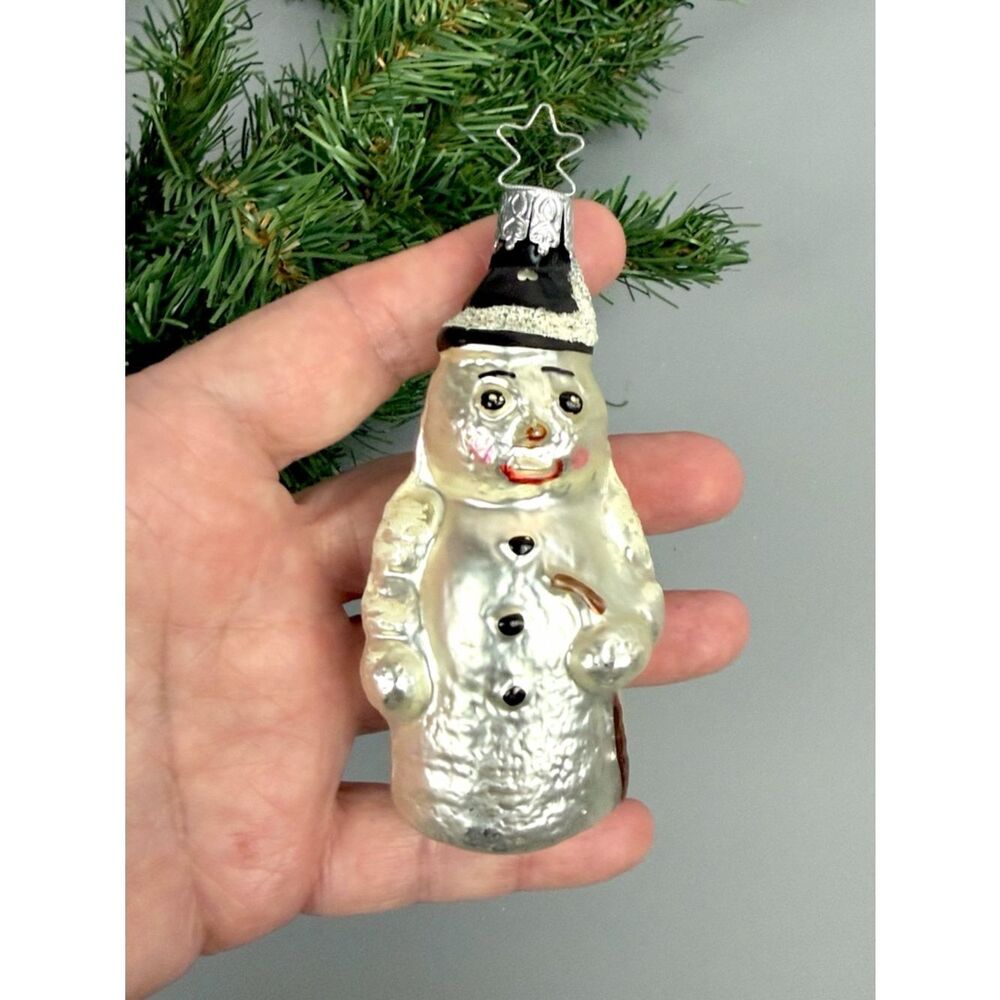 Inge Glas Christmas Ornament Mercury Glass Snowman West Germany Vintage